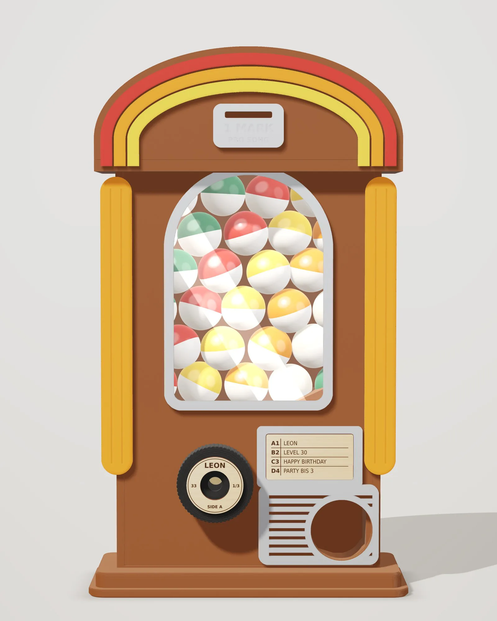 Kapselautomat Retro-Jukebox Kneipe 1955, Frontansicht (Visualisierung)