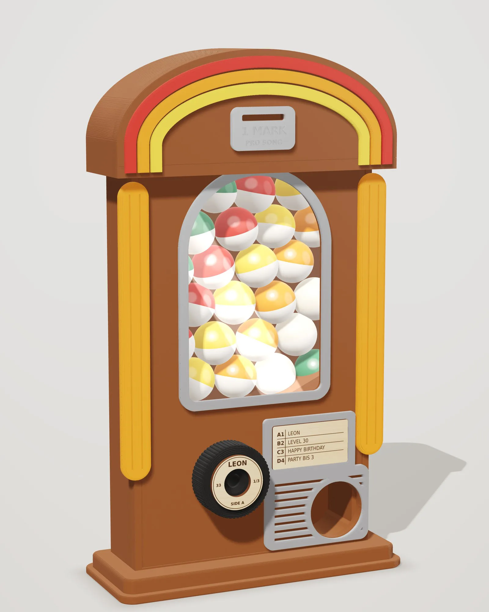 Kapselautomat Retro-Jukebox Kneipe 1955, Schrägansicht (Visualisierung)