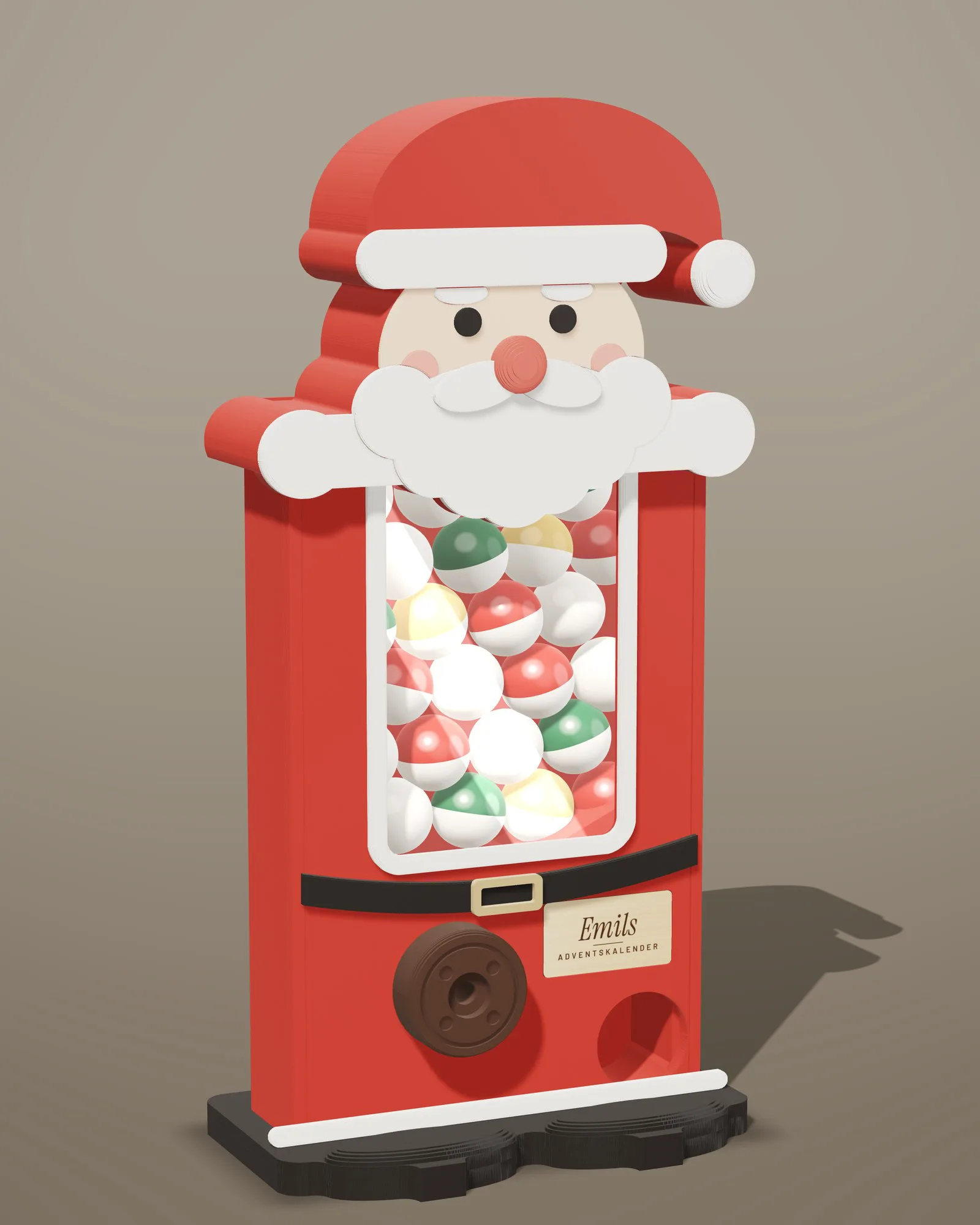 Kapselautomat Weihnachtsmann, Schrägansicht (Visualisierung)
